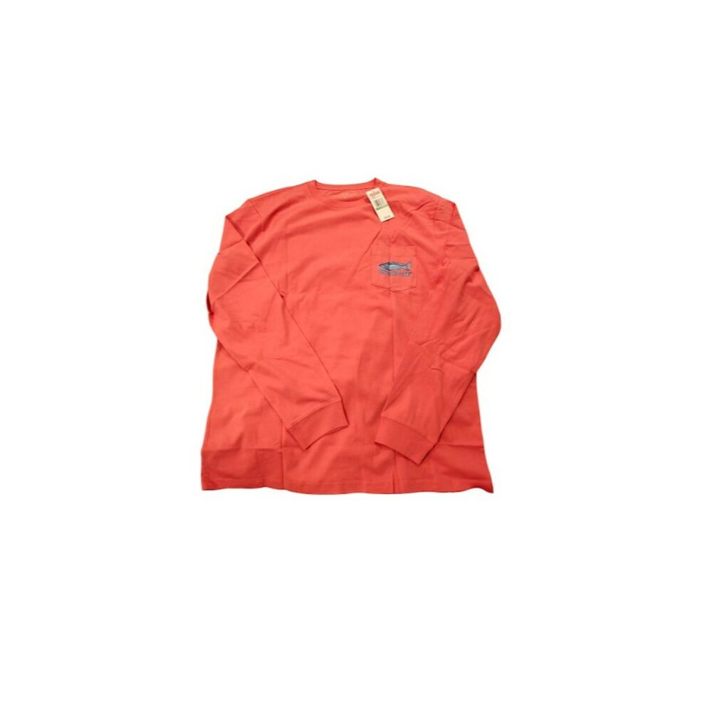 Vineyard Vines Men's Large Jetty Red Long Sleeve T Shirt Redfish Dawn Pocket New